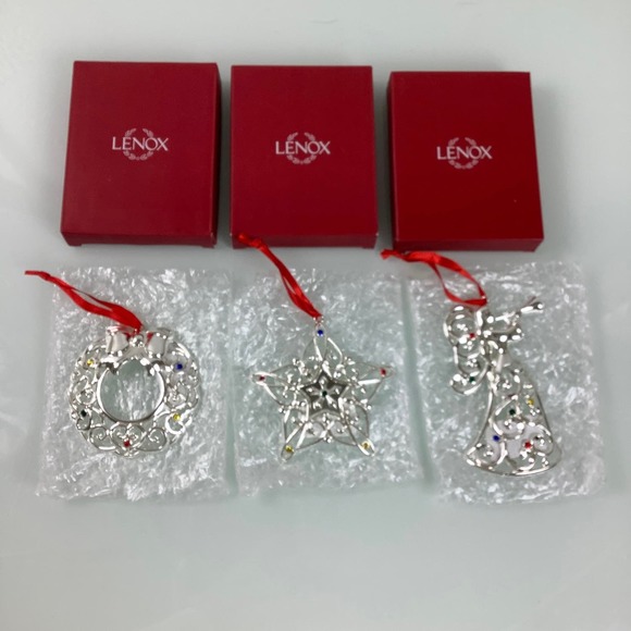 Lenox Sparkle And Scroll Angel Star Wreath ornaments New open box - Picture 1 of 12